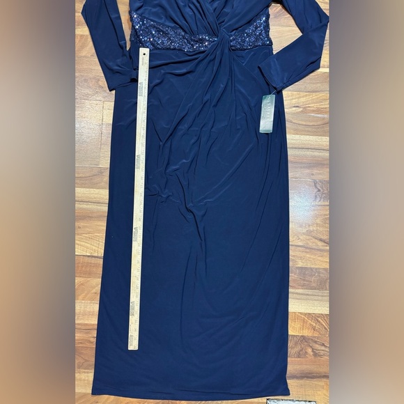 Lauren Ralph Lauren Navy Sequin Waist Evening Gown Dress Size 18 NWT - Picture 2 of 11